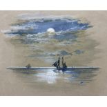 Myles Birket Foster RWS (British 1825-1899): Ships under Moonlight