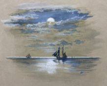 Myles Birket Foster RWS (British 1825-1899): Ships under Moonlight