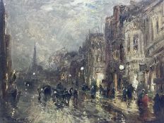 William Manners (British 1860-1930): Busy Street in the Evening
