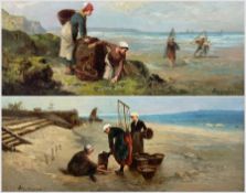 Paul Huguenin Virchaux (Swiss 1870-1919): Fishergirls on the Shore