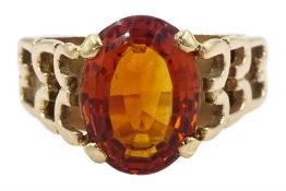 9ct gold single stone oval cut citrine ring