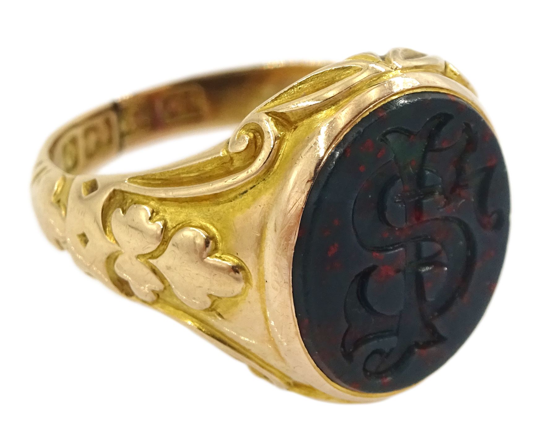 Early 20th century 15ct gold bloodstone signet ring - Image 3 of 7