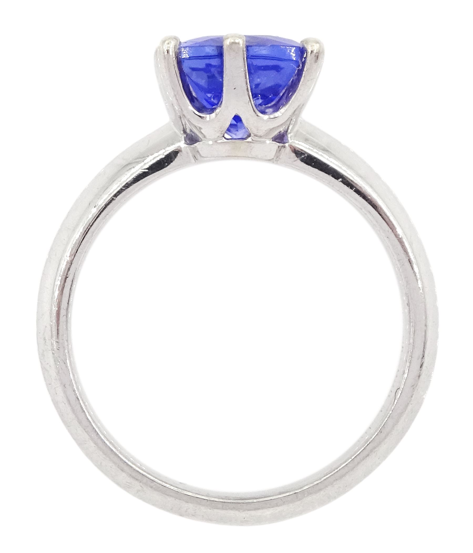 Silver single stone radiant cut tanzanite ring - Image 4 of 4