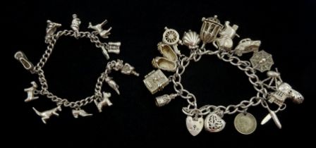 Two silver charm bracelets