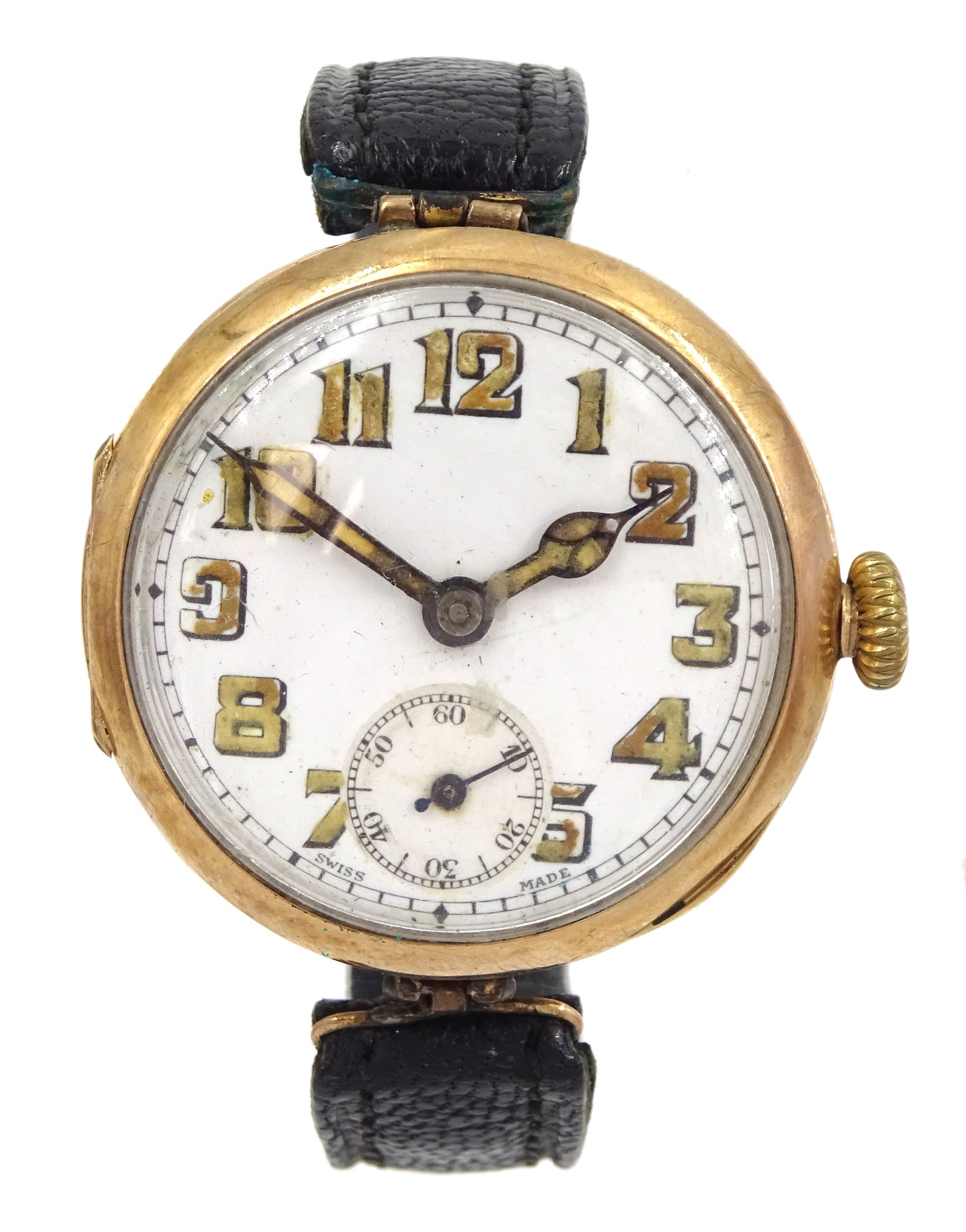 WWI 9ct gold wristwatch