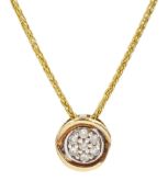9ct gold pave set diamond circular pendant