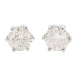 Pair of 18ct gold round brilliant cut diamond stud earrings