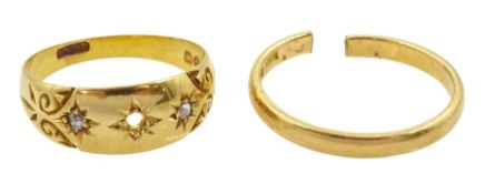 Edwardian 18ct gold gypsy set diamond ring