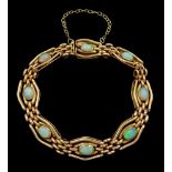 Early 20th century rose gold opal link bracelet