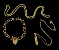 9ct gold jewellery including curb link bracelet
