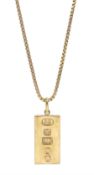 9ct gold ingot pendant London 1977