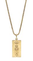 9ct gold ingot pendant London 1977