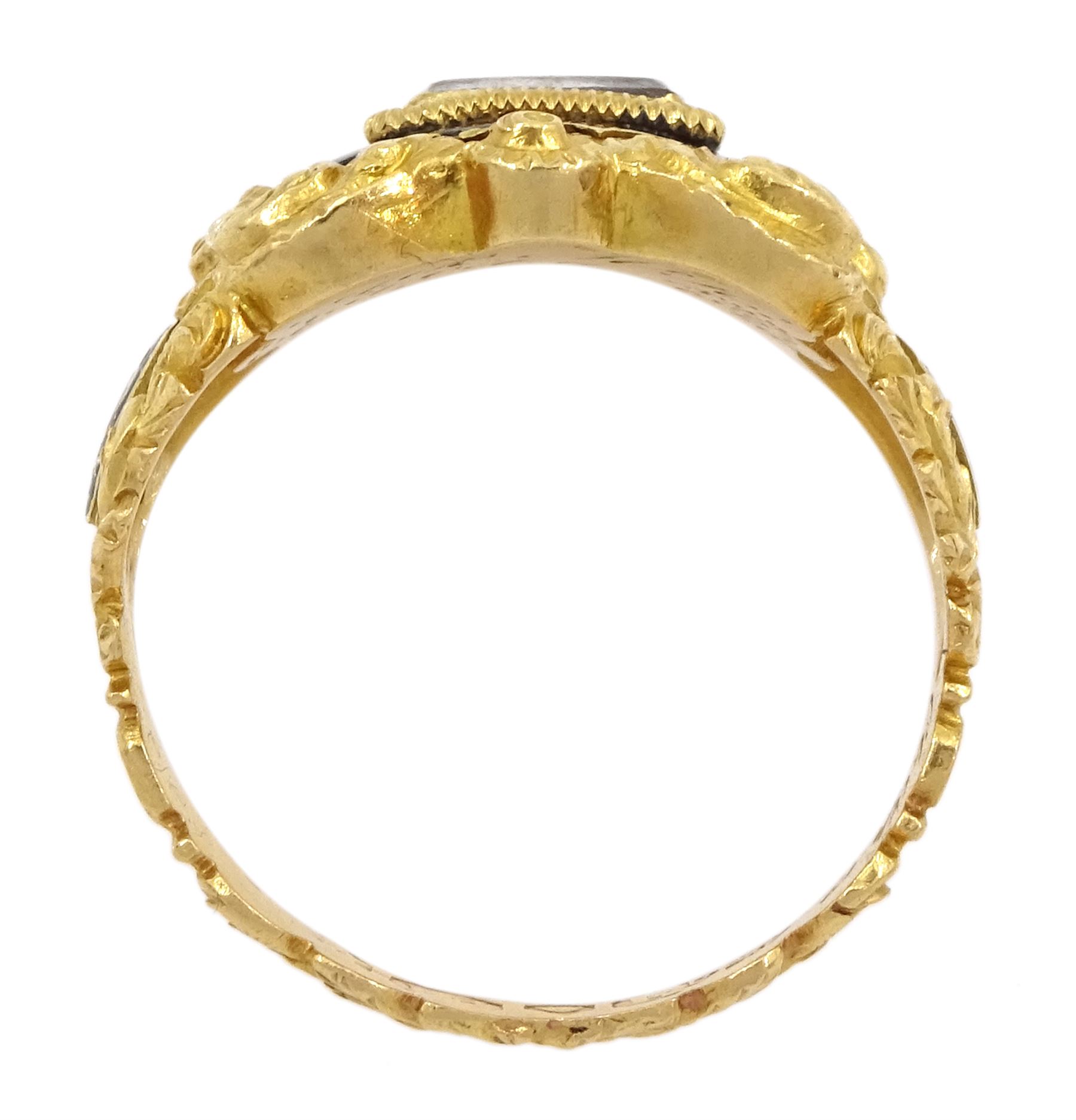 George IV 18ct gold black enamel and glazed mourning ring - Image 5 of 5