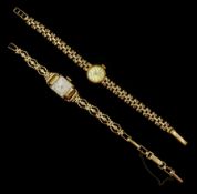Two 9ct gold ladies manual wind wristwatches