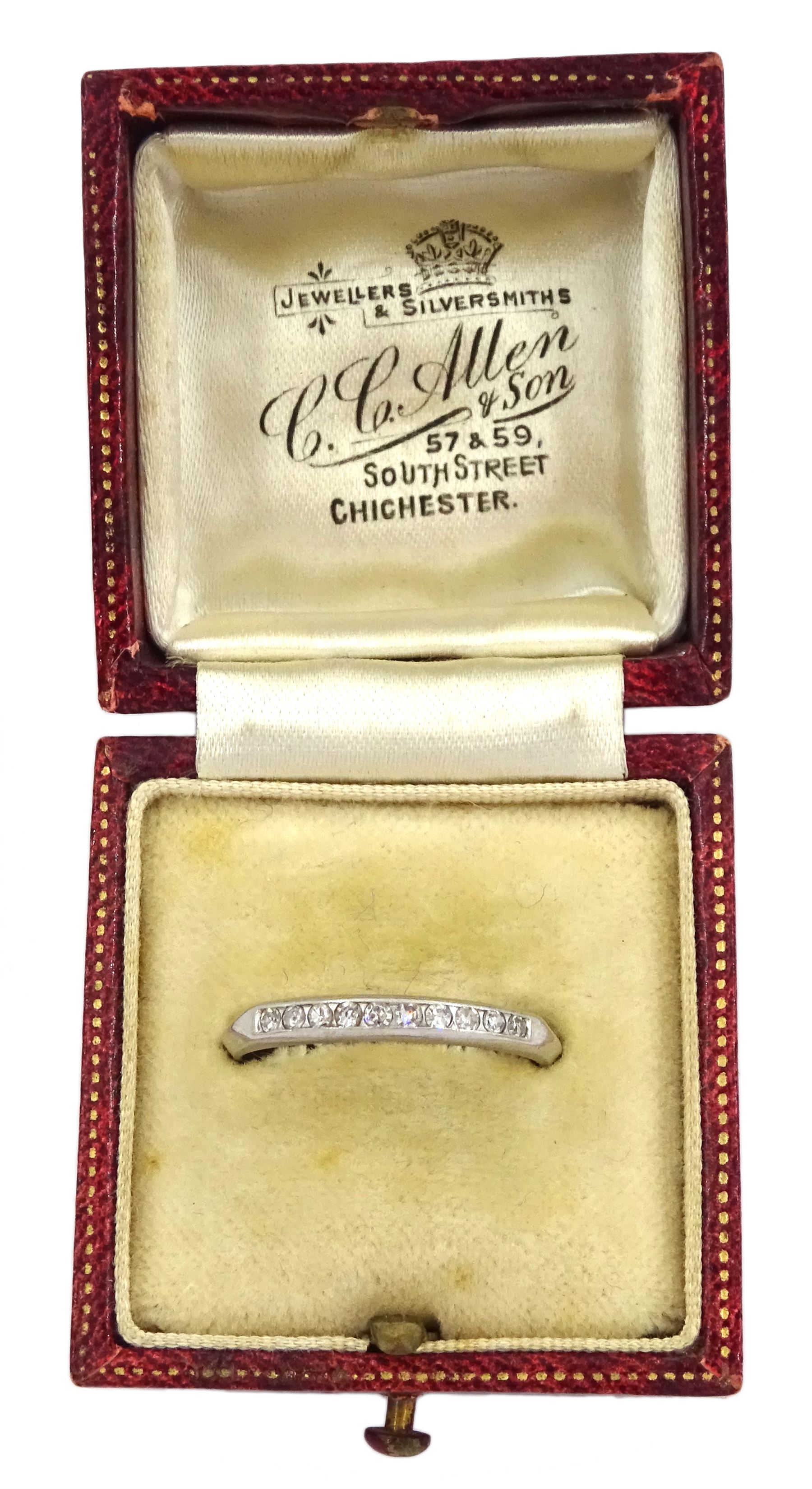 Early 20th century platinum channel set old cut diamond half eternity ring - Image 3 of 5