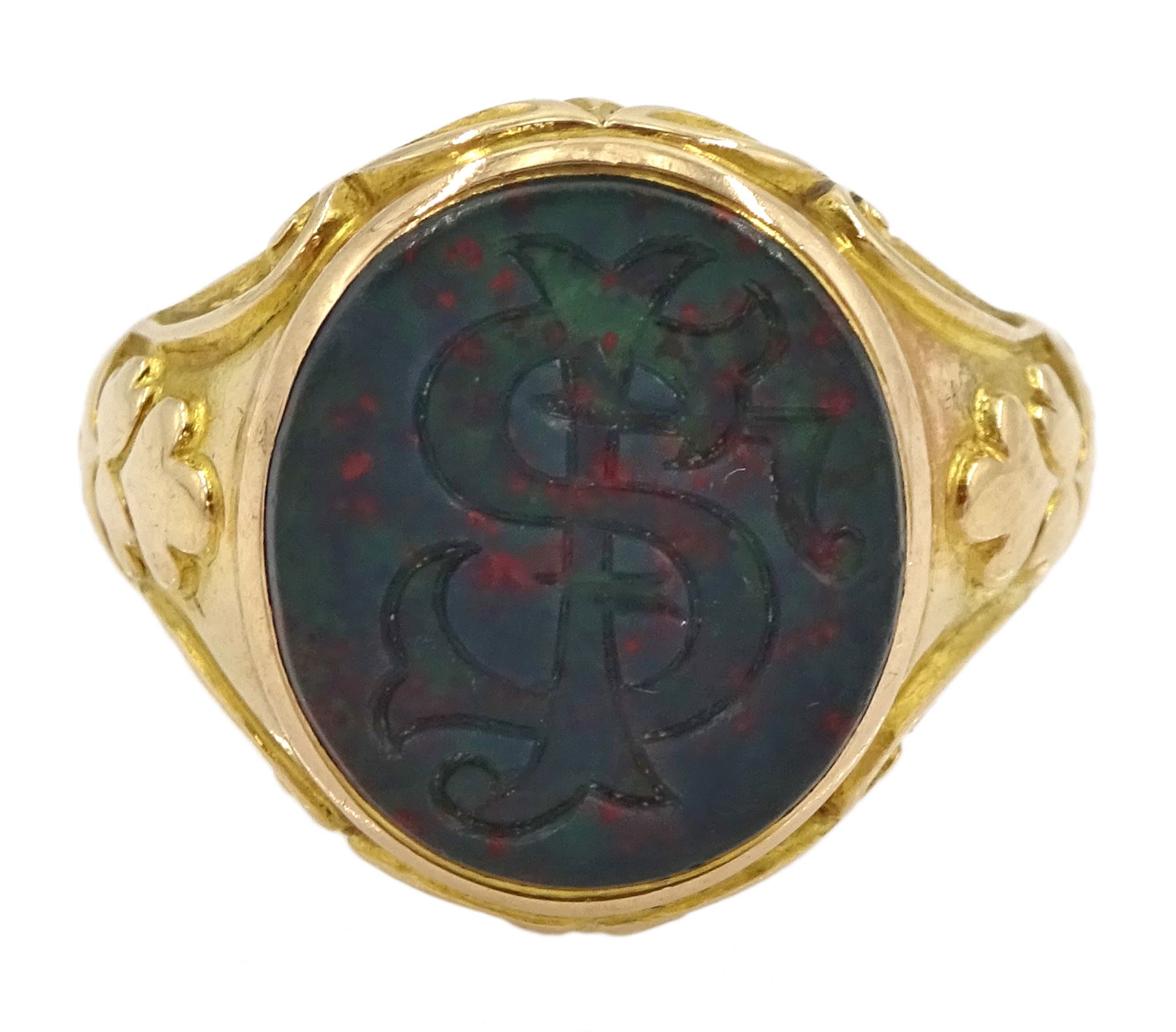 Early 20th century 15ct gold bloodstone signet ring