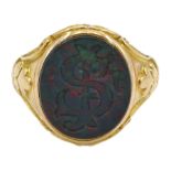 Early 20th century 15ct gold bloodstone signet ring