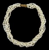 Six strand cultured white pearl necklace