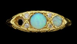 Early 20th century opal and diamond ring