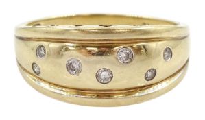 9ct gold rubover set round brilliant cut diamond ring