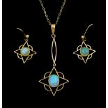 Early 20th century 9ct gold opal pendant