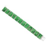 Art Deco platinum and white gold jadeite and diamond bracelet