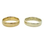 Two 9ct white and yellow gold wedding bands
