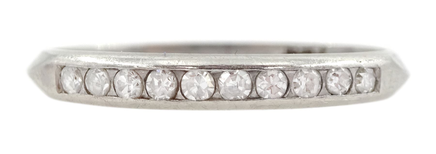 Early 20th century platinum channel set old cut diamond half eternity ring