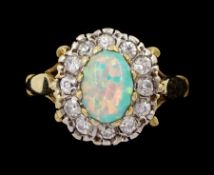 9ct gold opal and cubic zirconia cluster ring