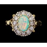 9ct gold opal and cubic zirconia cluster ring