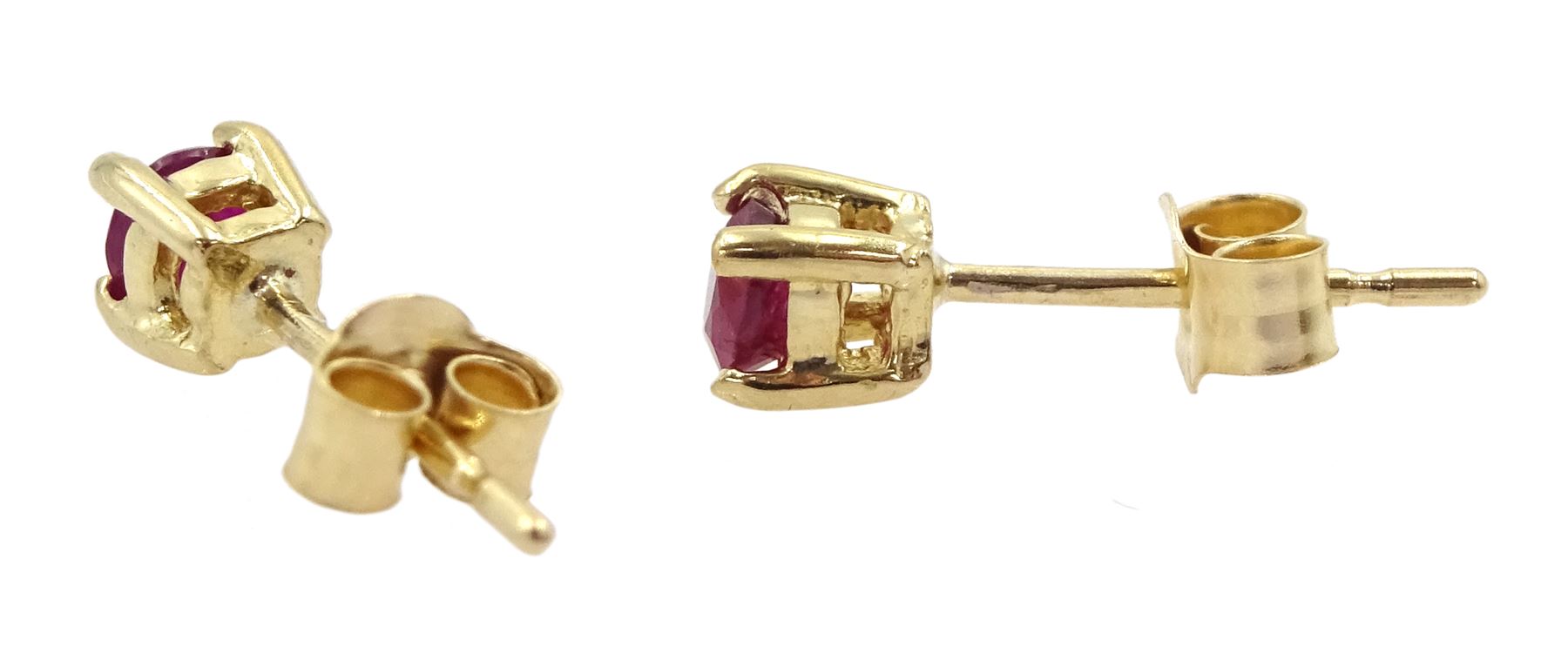 Pair of 9ct gold ruby stud earrings - Image 2 of 2