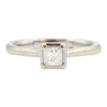 18ct white gold single stone princess cut diamond ring