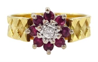 18ct gold ruby diamond cluster ring