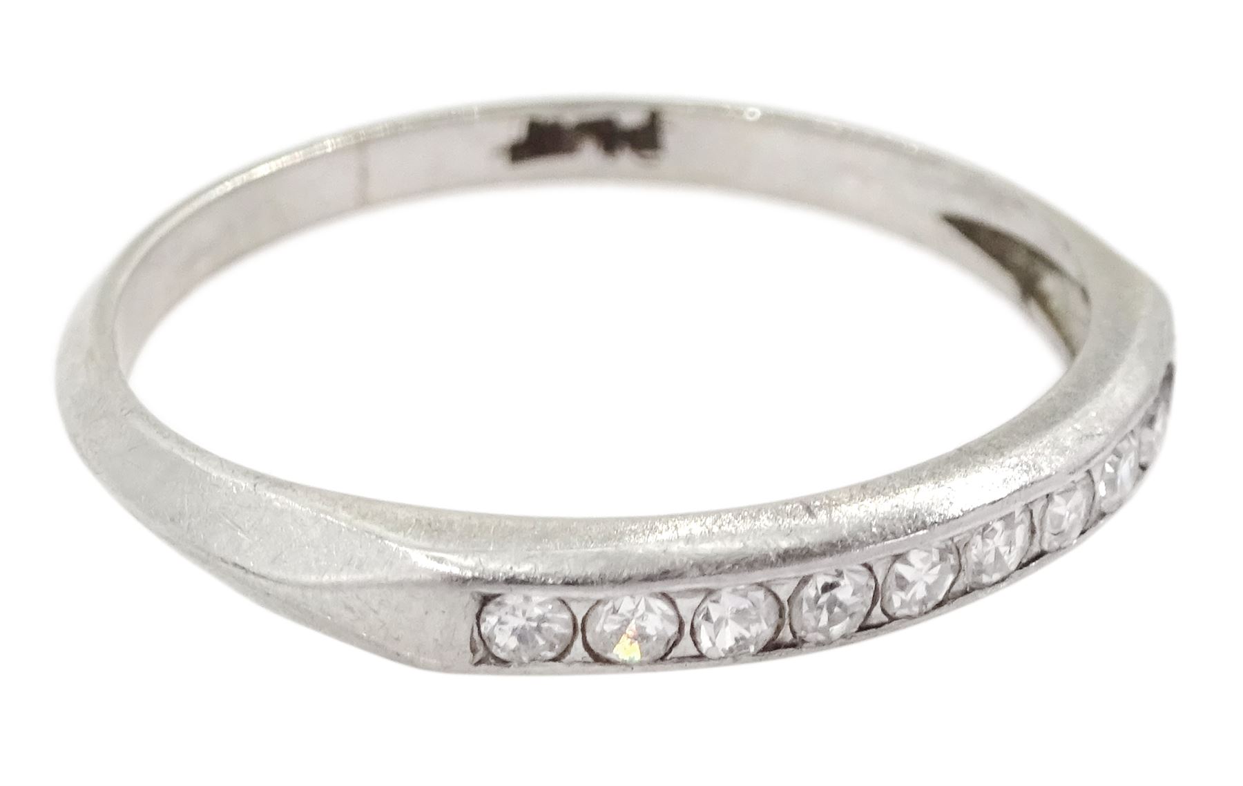 Early 20th century platinum channel set old cut diamond half eternity ring - Image 4 of 5