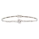 18ct white gold round brilliant cut diamond crossover bracelet