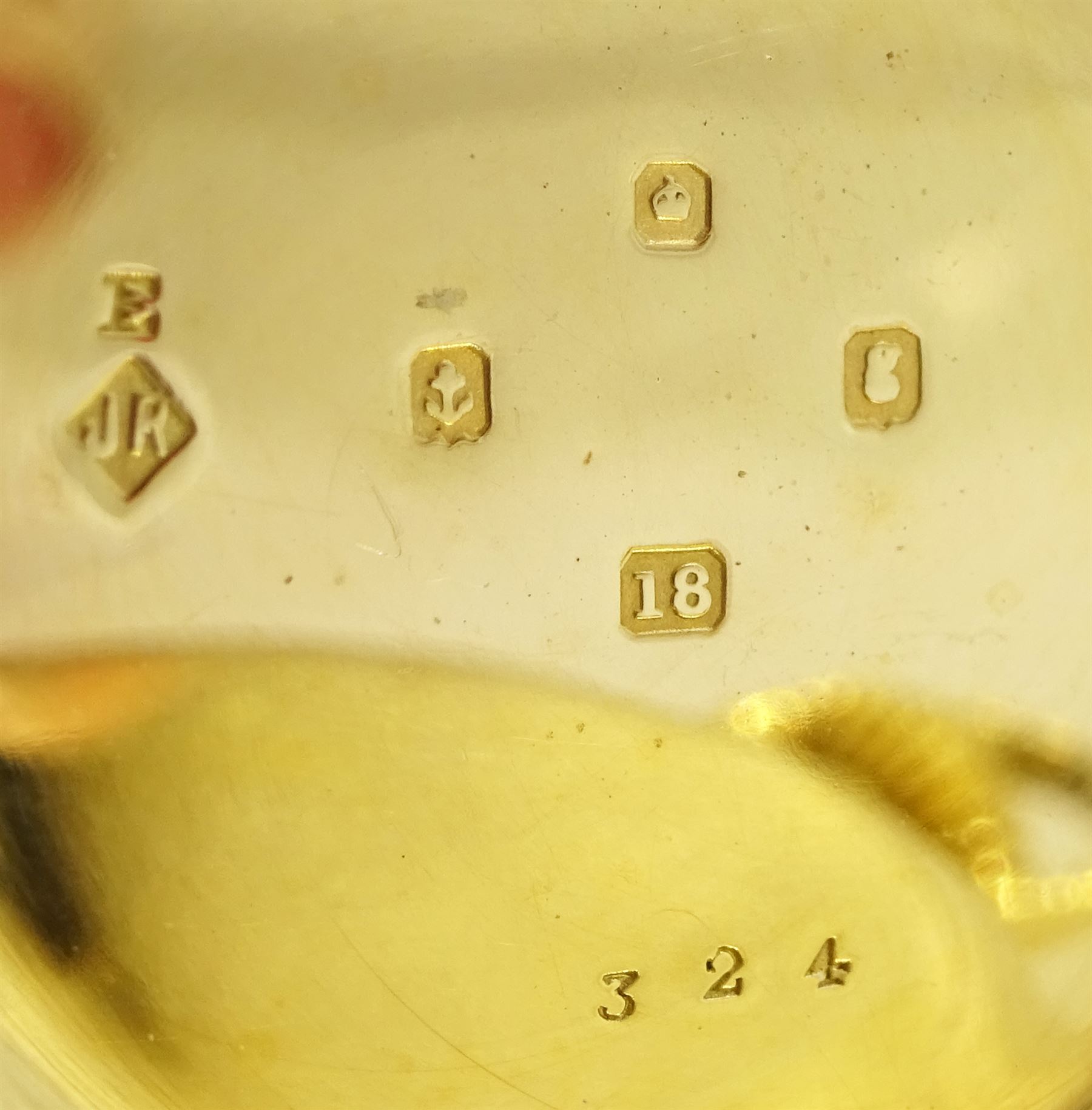 Edwardian 18ct gold half hunter keyless lever fob watch - Image 5 of 5