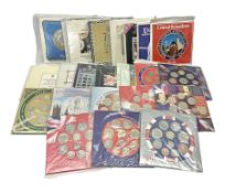 Twenty-two Queen Elizabeth II United Kingdom uncirculated coin collections