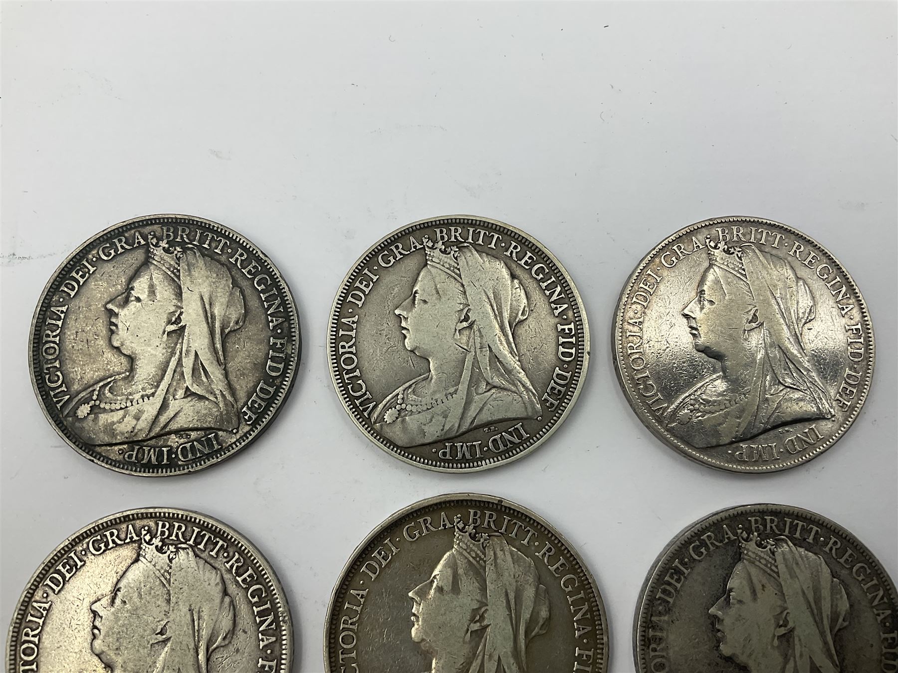 Six Queen Victoria silver crown coins - Image 2 of 4