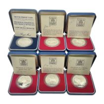 Six Queen Elizabeth II silver crown coins