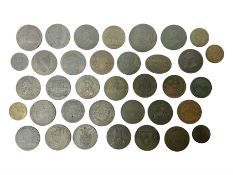 Thirty six late 18th century onwards tokens to include Georgian love token engraved ‘Betty Barlow’ t
