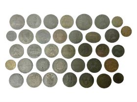 Thirty six late 18th century onwards tokens to include Georgian love token engraved ‘Betty Barlow’ t