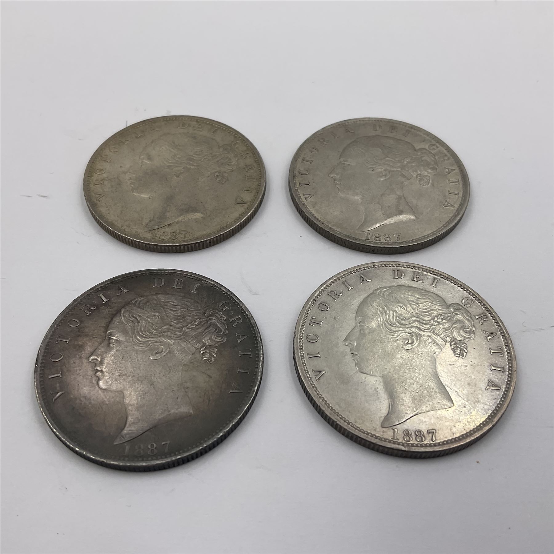 Four Queen Victoria 1887 silver halfcrown coins - Image 2 of 3