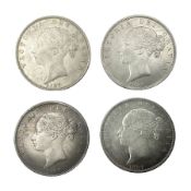 Four Queen Victoria 1887 silver halfcrown coins