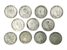 Eleven King Edward VII half crown coins