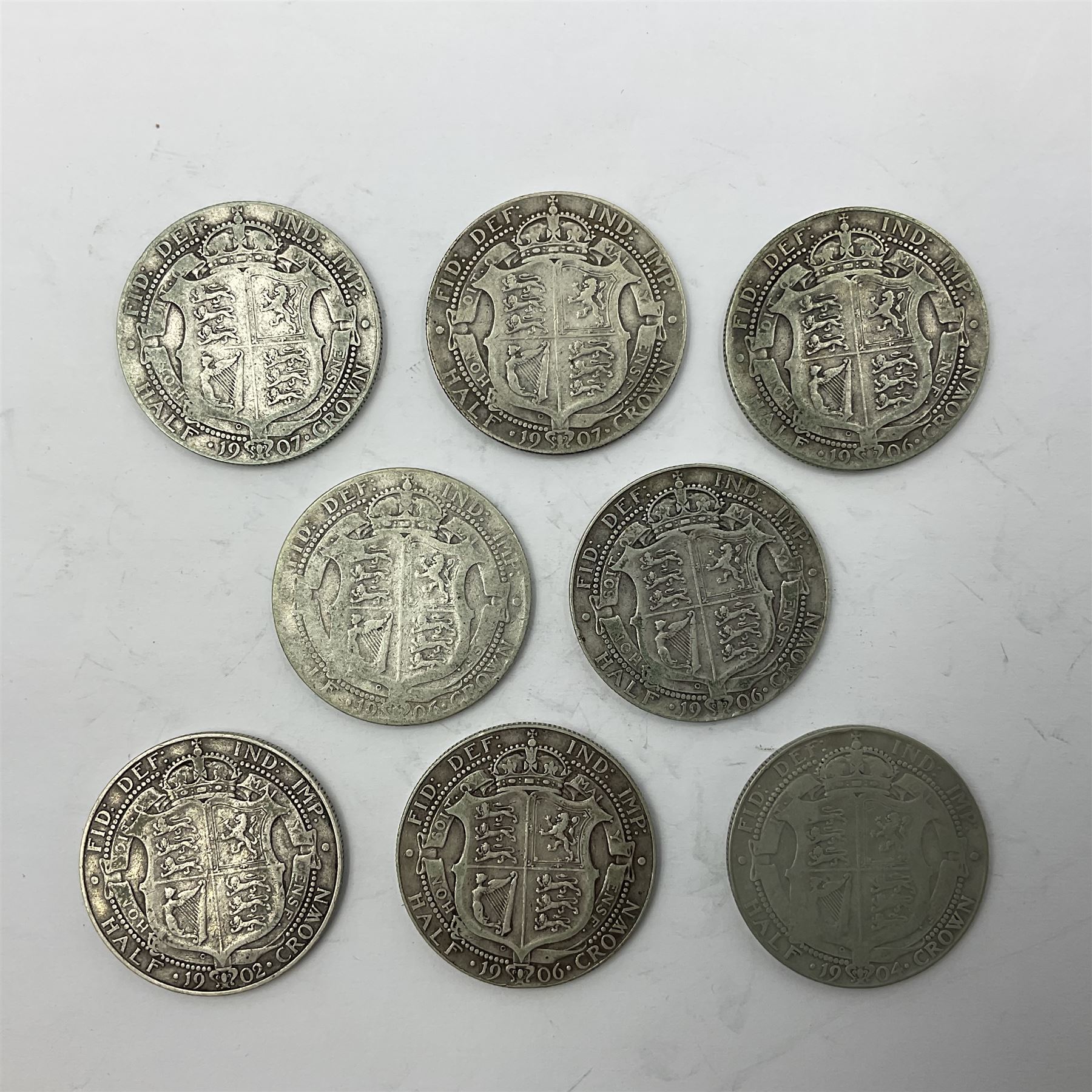 Eight King Edward VII silver half crown coins - Image 2 of 2
