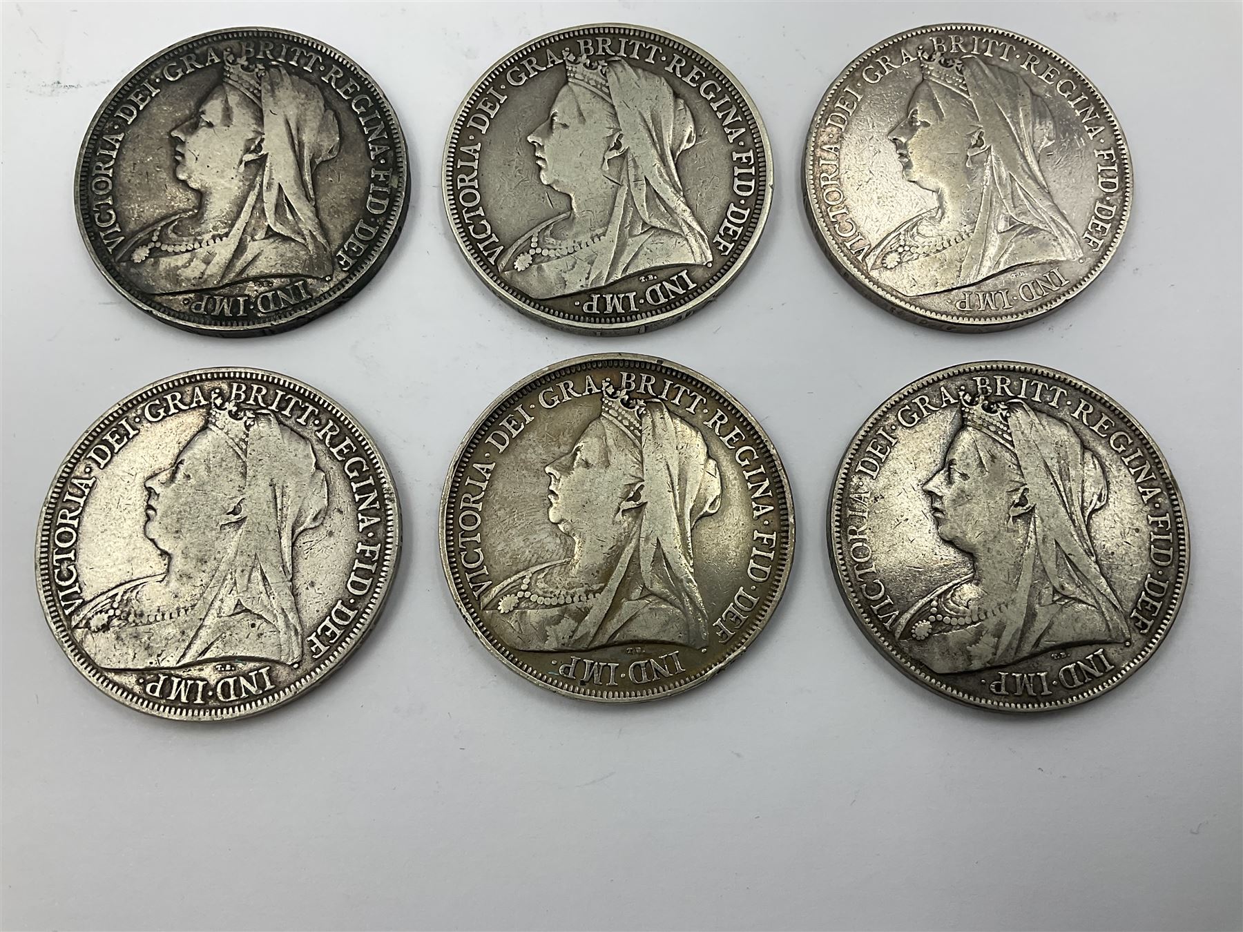 Six Queen Victoria silver crown coins - Image 3 of 4