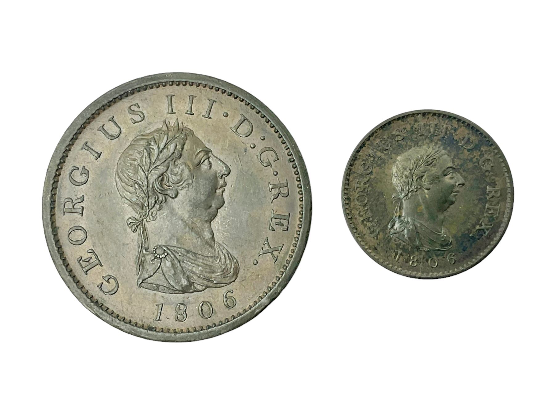 George III 1806 penny and halfpenny coins