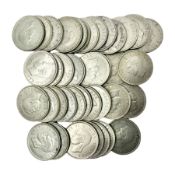 Thirty-eight King George VI pre 1947 silver halfcrown coins