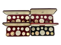 Four Queen Elizabeth II 1953 specimen coin sets