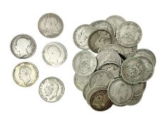Approximately 200 grams of Great British pre 1920 silver one shilling coins